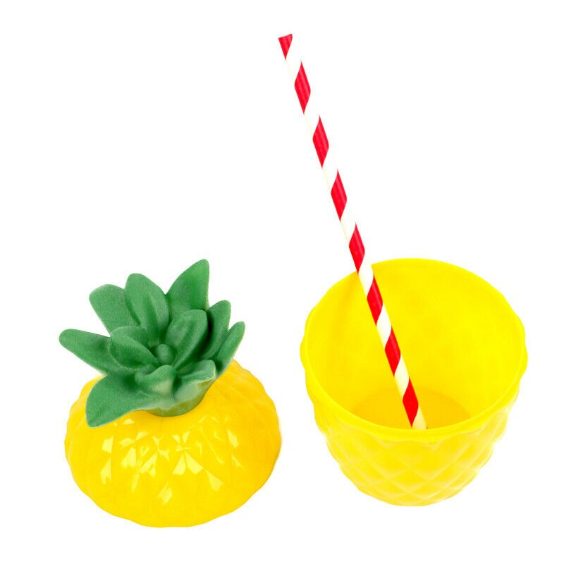 Vasos de plástico reutilizables para bebida, vasos de piña y coco para Tropical hawaiana, decoraciones de cumpleaños y boda, 1 ud.