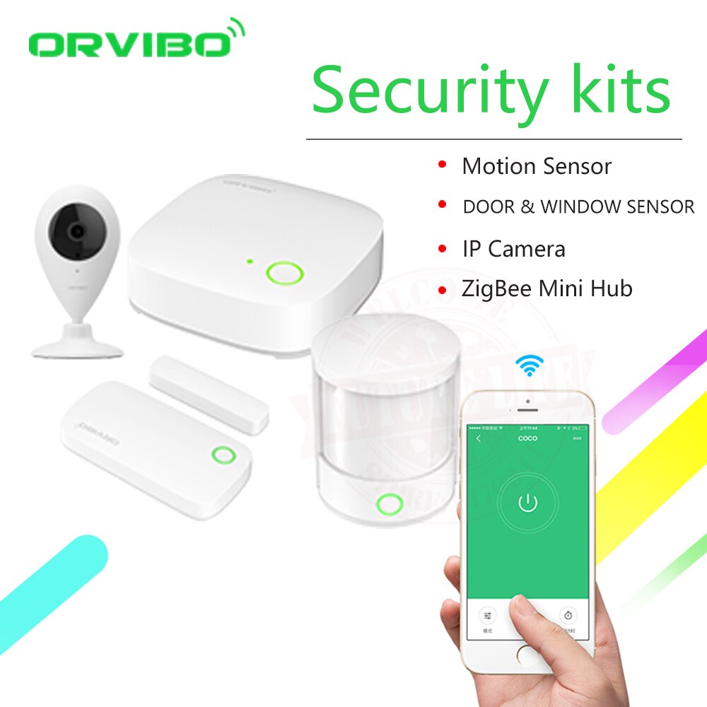 Orvibo ZigBee Smart Home Security Kit pro Controller Hub Smart Afstandsbediening, Zigbee Motion Sensor Deur & Venster Sensor
