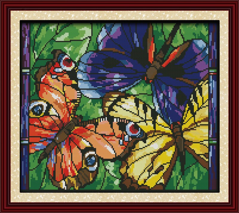 Kleurrijke vlinders telpatroon 11ct pre gestempeld canvas cross stiksels dier lover borduurwerk DIY handgemaakte handwerken