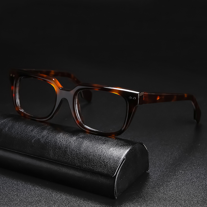 Gafas graduadas de acetato Vintage para hombre y mujer, lentes cuadradas transparentes para miopía, montura de lujo Retro: Style2 Tortoise