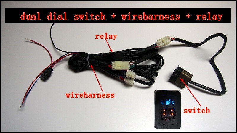 car heater car seat heat switch and wireharness only,kinds of heat switch to choose: dual dial switch 1