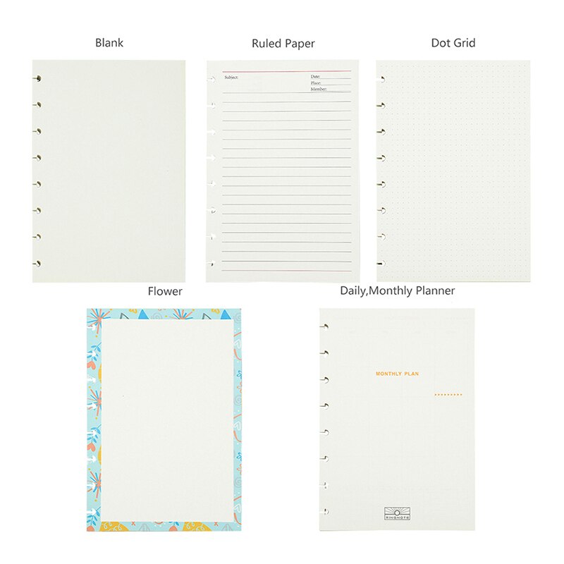 A5 Loose Leaf Notebook Paper Refill Mushroom Hole Notepad Inner Paper Core/Refilling Inner Paper Planner Inner Page Inside Paper