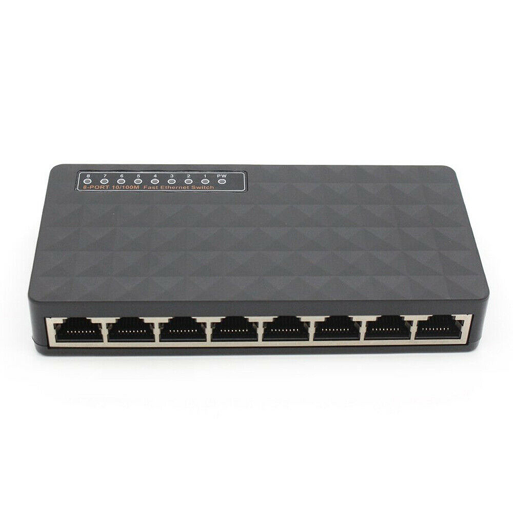 10/100 Mbps 8 Ports Poe Ethernet Lan Desktop Network Switch Hub Adapter(Eu Plug)