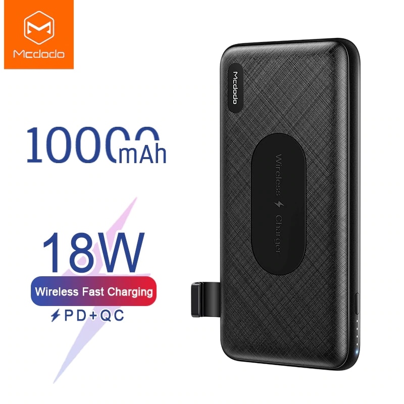 MCDODO PD+QC Portable Charger Qi Wireless Power Bank 10000mAh Powerbank External Battery Pack For iPhone 11 Xiaomi Redmi Samsung