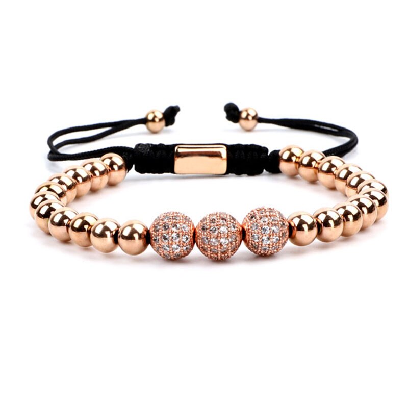 Women Men Bracelet CZ Micro Pave Ball Stainless Steel Macrame Friend Bracelet Men Jewelry