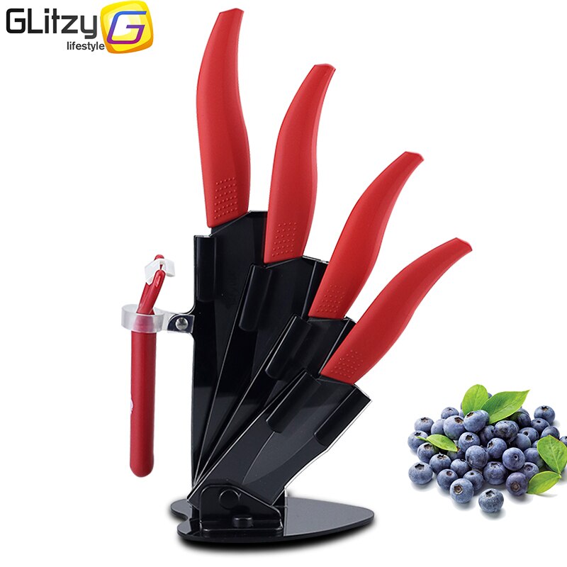 Nóż ceramiczny 3 4 5 6 cal cyrkonu nóż kuchenny + obierak + zestaw świeczników czarny nóż szefa kuchni owoce pożytek noże kuchenne ładniejsza: czerwony