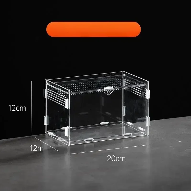 Acrylic Transparent Reptile Terrarium Breeding Box Turtle Cage Nano Arboreal Tarantula Enclosure Dearded Dragon Reptiles Habitat: light yellow