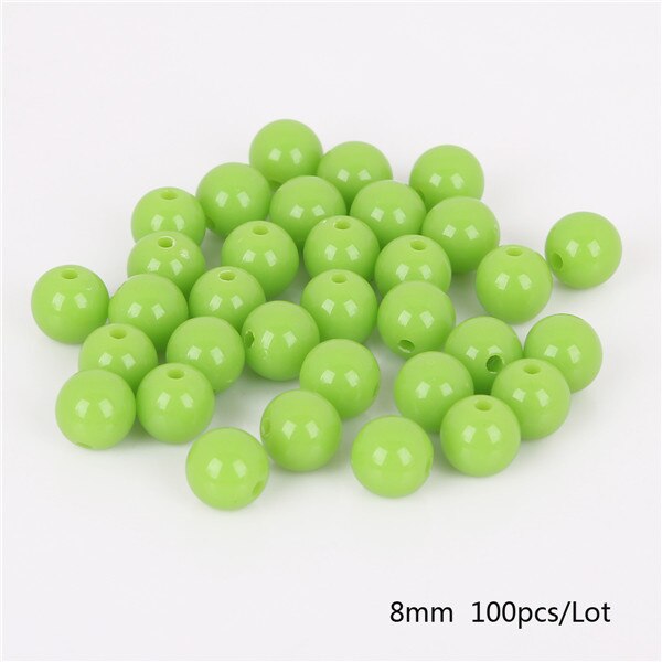 Dia . 8 mm hul ca. 1.8mm 100 stk diy perler skinnende plastik akryl løs afstandsstykke til gør det selv armbånd halskæde 20 farver: Grøn