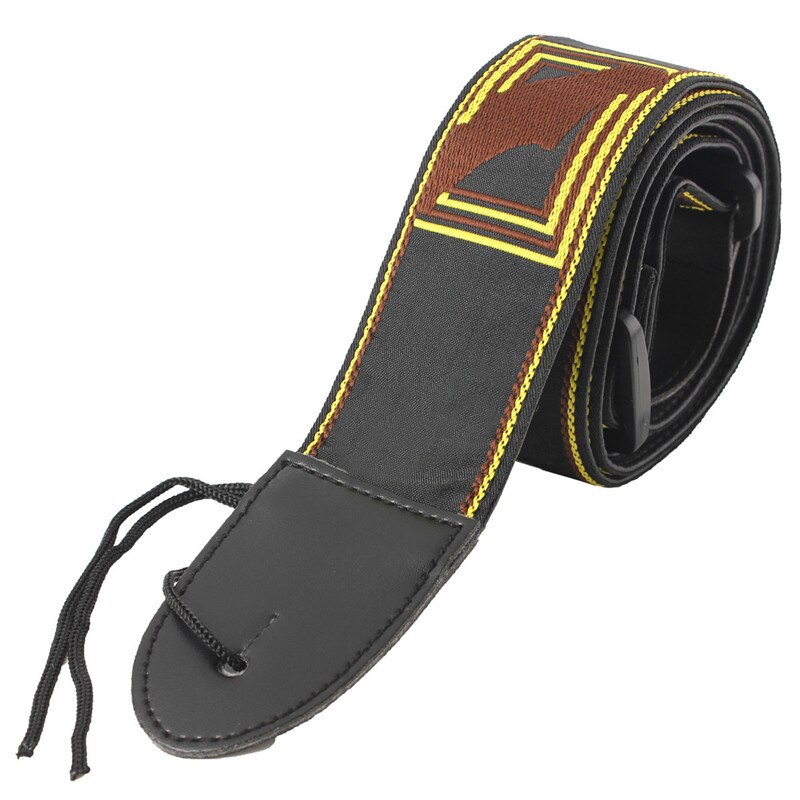 Classic Embroidery Acoustic Electric Guitar Strap Ajustable Nylon Strap PU Leather Ends Free Shippng