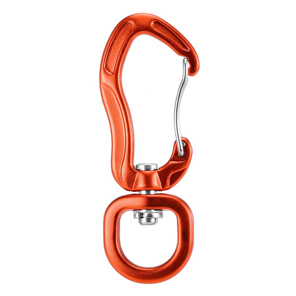 Lixada redning bjergbestigning karabinhager krog 360 ° drejelig spinner nøglering reb drejelig hængekøje klip krog: Orange c-ring
