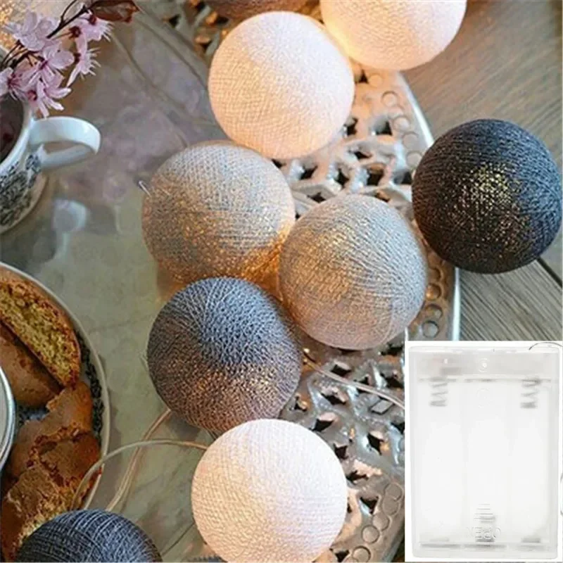LED-Lichterkette mit Baumwollkugeln, batteriebetrieben oder USB-betriebene Feengirlande, Lichterketten, Weihnachten, , Hochzeit, Party-Dekoration: RGB / 0.5W