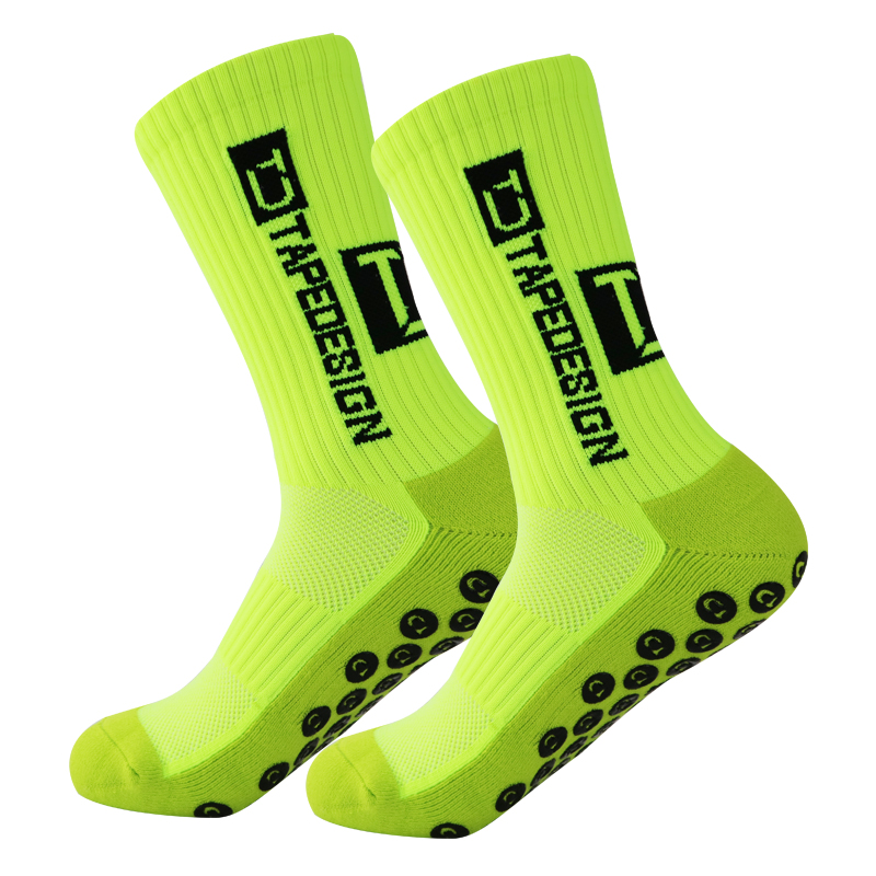 Nuevos calcetines deportivos de fútbol antideslizantes, calcetines de fútbol transpirables y gruesos para hombres y mujeres, calcetines para correr al aire libre y ciclismo: Verde