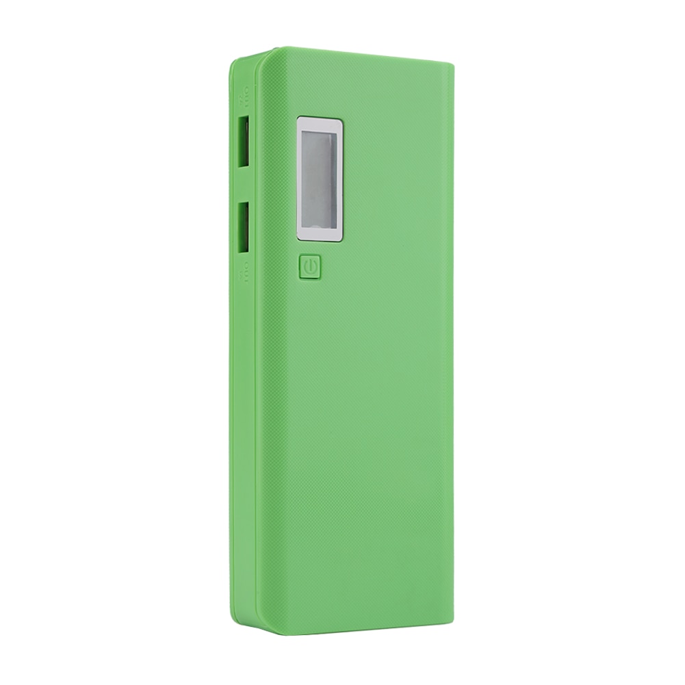 18650 Lithium Battery Power Bank Shell Case Box Dual USB Port Battery Power Bank Shell Cases LED Indicator With LED Flashlight: green