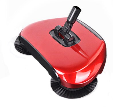 Stainless Steel Sweeping Machine Push Type Magic Broom Dustpan Handle Household Vacuum Cleaner Hand Push Sweeper Floor Robotic: red