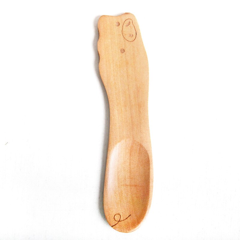 Cuchara de alimentación de dibujos animados para niños, cucharilla creativa de madera para comida infantil: 6