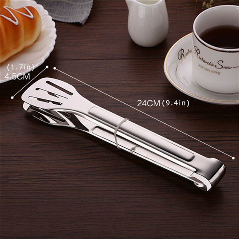 4YANG Stainless Steel Wooden Plastic Kitchen Food Utensils Buffet Cooking Tool Anti Heat Bread Clip Pastry Clamp Barbecue Tong: JJCJ000100001