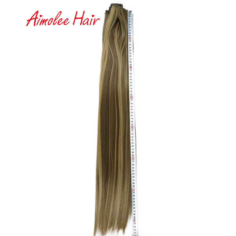 Extensiones de cabello de 28 pulgadas, 8 unidades/juego, pelo sintético largo y recto, Clip-in, negro, marrón, realce, fibra de pelo de alta temperatura