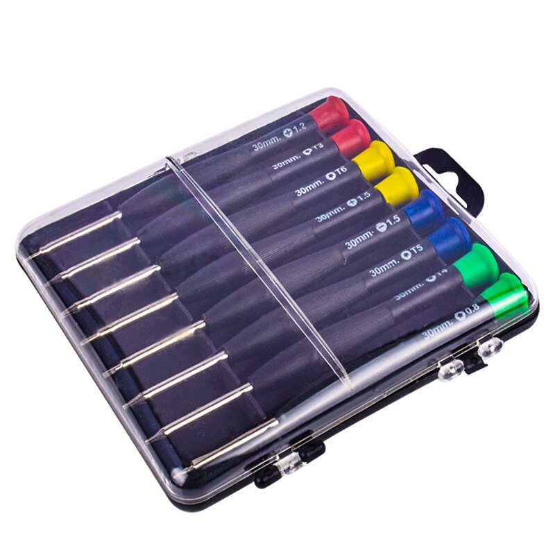 8stuks Precisie Schroevendraaierset - Magnetisch - T2/T3/T4/T5/T6/SL1.5/PH000 - Koolstofstaal - Mini