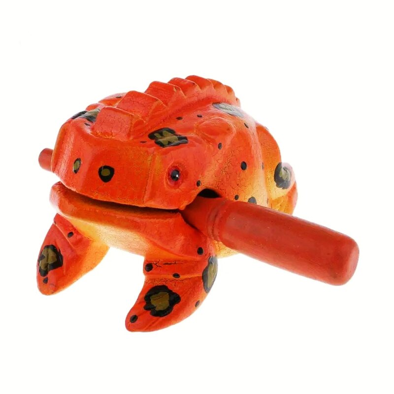 Sound Frog Decompression Toy Solid Wood Carving Color Lucky Frog Hand-painted Teak Jucai Home Decoration