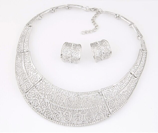 Brincos de piercing conjunto de joias africanas, fino colares maxi de noiva + gotas de ouro/prata, joias de casamento femininas