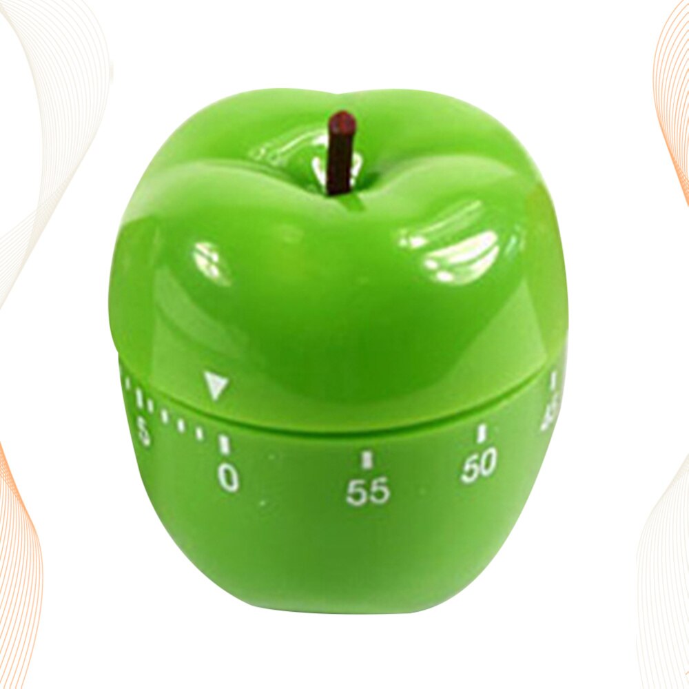 Minuterie mécanique en forme de Fruit, 1 pièce, compte à rebours à usage domestique, minuterie de cuisson manuelle, rappel de cuisine (pomme verte)