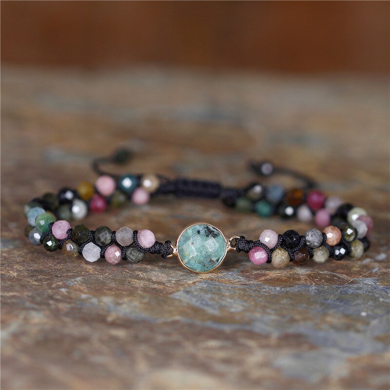 Olivenorma Fortune Biscuit Natural Mini Beads Gemstone Adjustable Bracelet