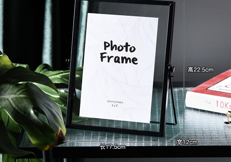 Cadre Photo géométrique en fer forgé, accessoires décoratifs créatifs pour la maison: Black 7 inch