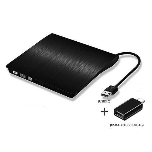 Kannettavat erittäin ohuet ulkoiset cd-asemat dvd-soitin usb 3.0 ulkoinen dvd-tallennin cd-rom-soitin windows ios:lle jne.: 2 in 1 musta