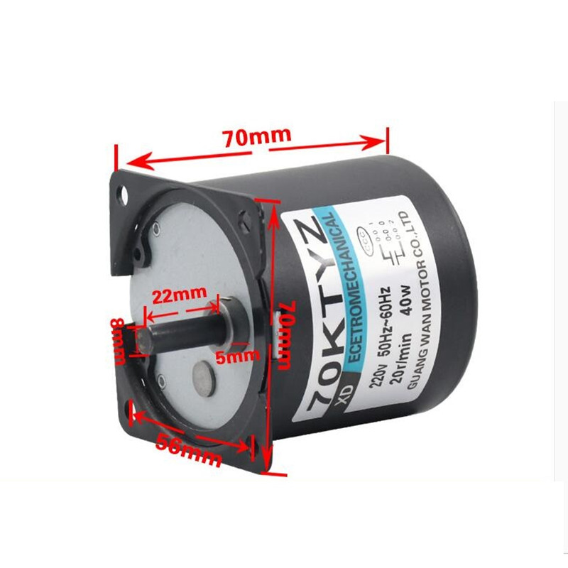 220V Ac 40W Lage Snelheid Motorreductor 70Ktyz Permanente Magneet Synchrone Motor Verstelbare Richting Hoge Koppel Lage noise Motor