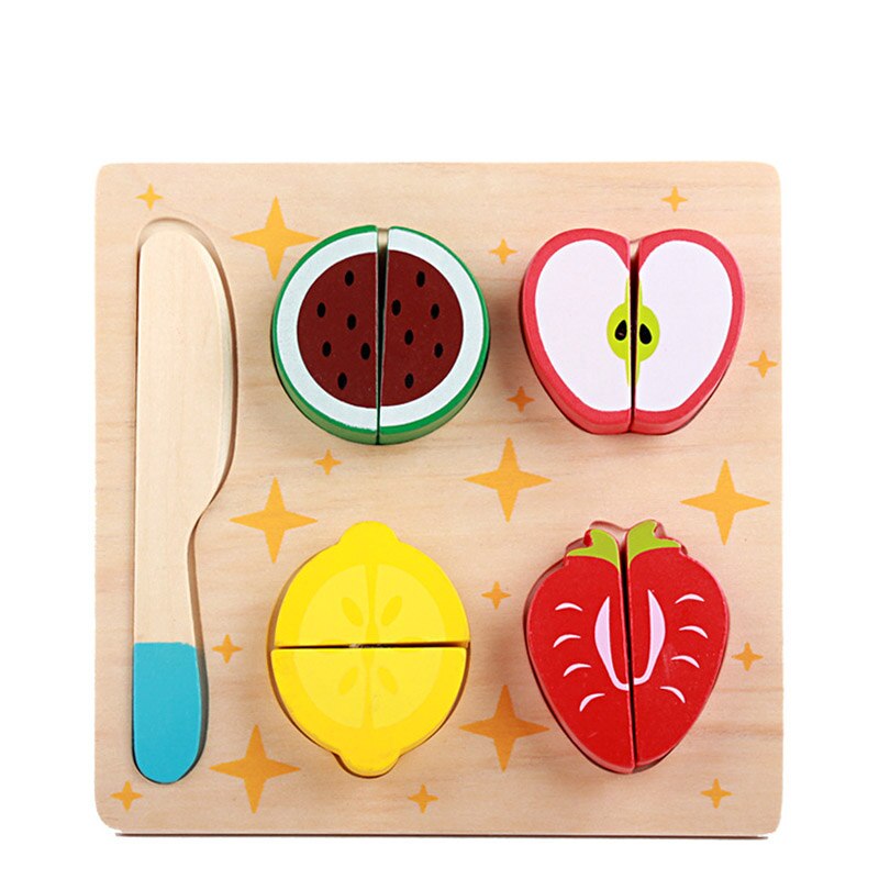 Qwz træ køkken skåret frugt grøntsager dessert børn madlavning køkken legetøj mad foregiver at spille puslespil pædagogisk legetøj: -en