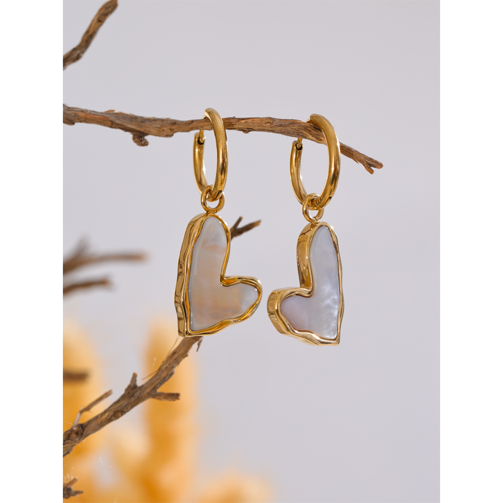 Yhpup Dikkere Natuurlijke Schelp Hart Liefde Hoepel Oorbellen Charme Mode Prachtige Sieraden Accessoires 2025