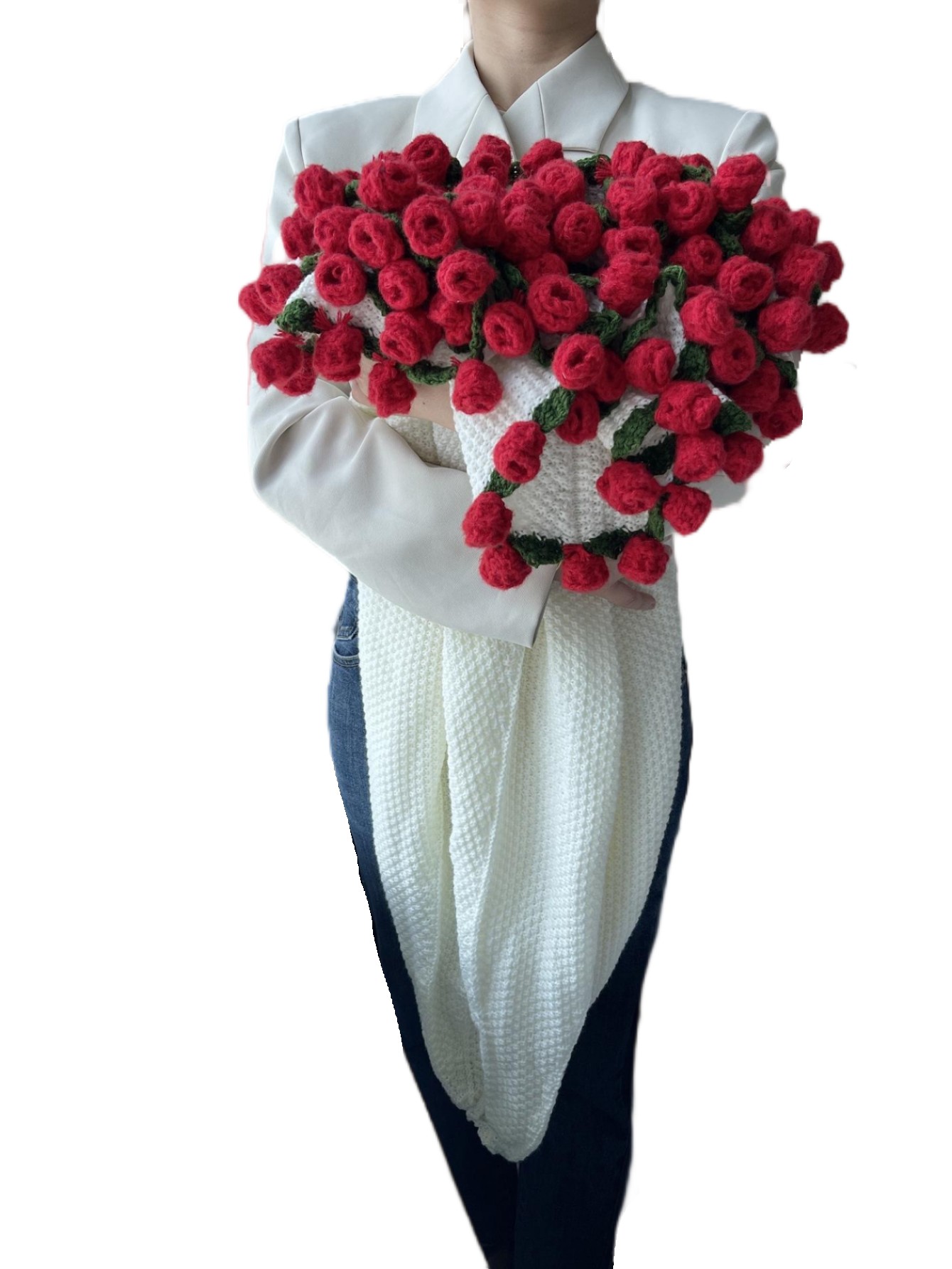 Manta de rosas terminada, ramo de flores rosas, suéter peludo de ganchillo hecho a mano, cama, sofá, mamá, esposa, de cumpleaños, chal, manta envolvente: Castaño