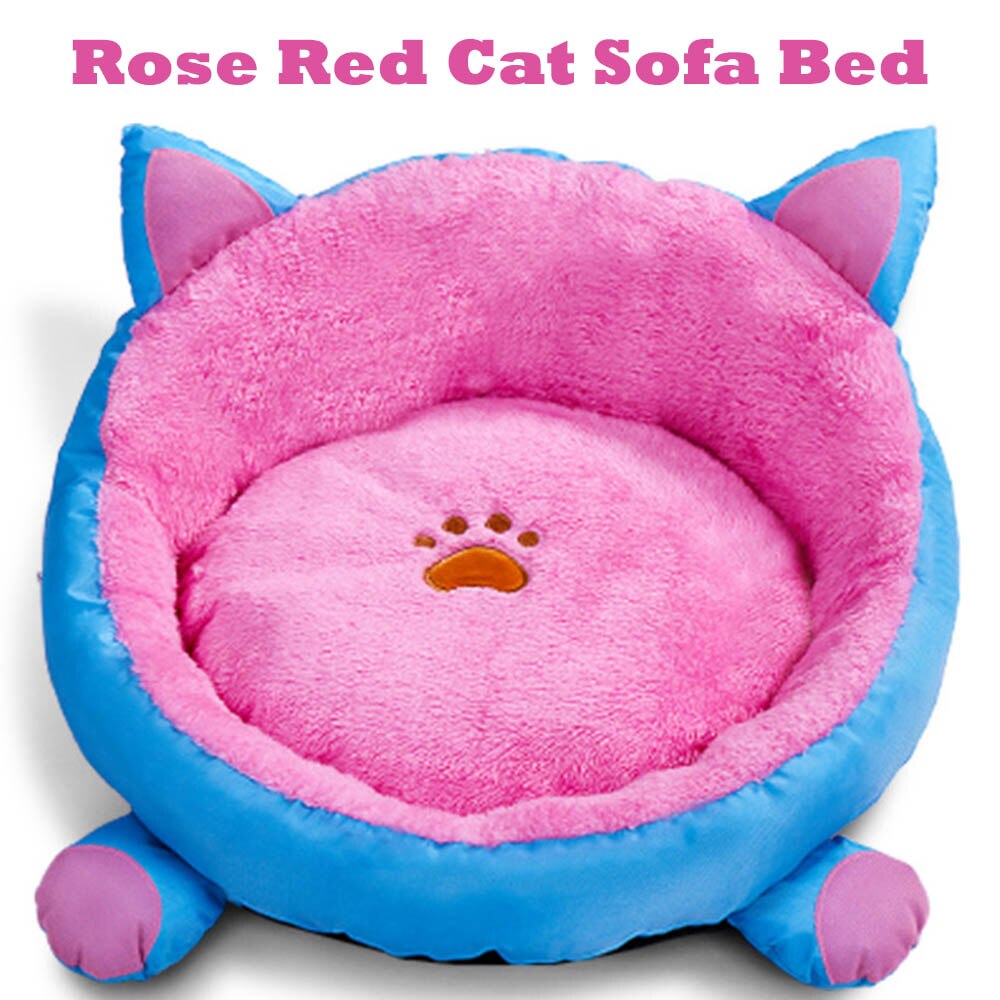 Kjæledyr fluffy katteseng hus hulematte katt hus seng sovesofa mykt hus til katter med kattunger seng til katter hundesenger til små hunder: rose rød katteseng / M