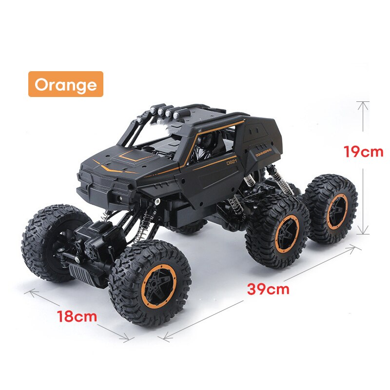 D823 Big Size 39Cm 1:12 Rc Auto 6WD 2.4Ghz Afstandsbediening Crawler Met Licht Off Road Voertuigen Hoge speed Truck Kinderen Speelgoed: orange