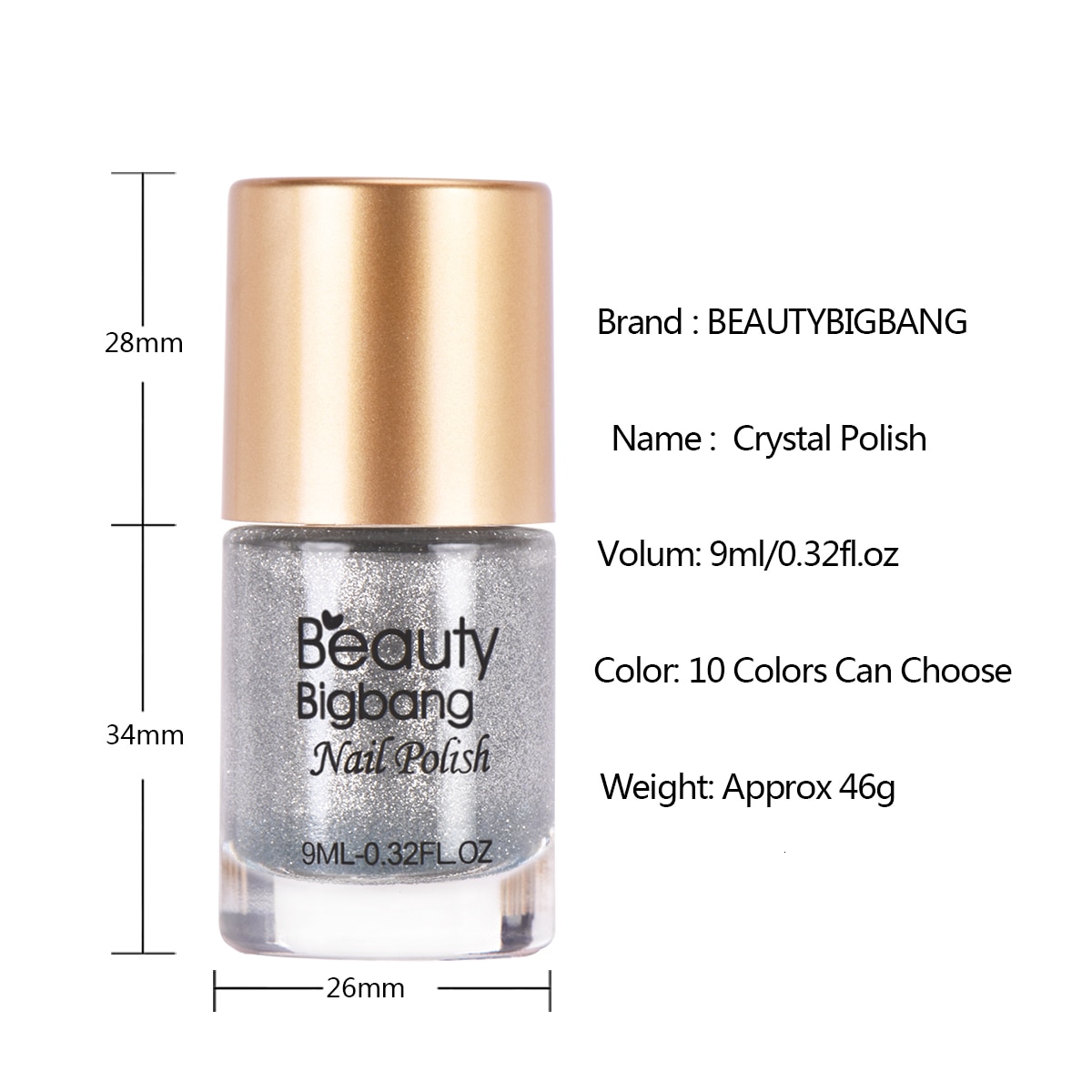 Beautybigbang 9 Ml Nagellak Diamanten Shiny Glitter Mooie Vrouwelijke Nail Lak Vernis Polish Manicure Nail Art Decoratie