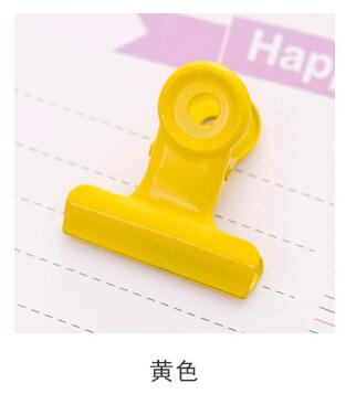 Clip de Metal de Color caramelo para oficina, suministros de papelería para encuadernación, carpeta de billetes, Color rosa, rojo, azul y naranja: yellow 2 pcs