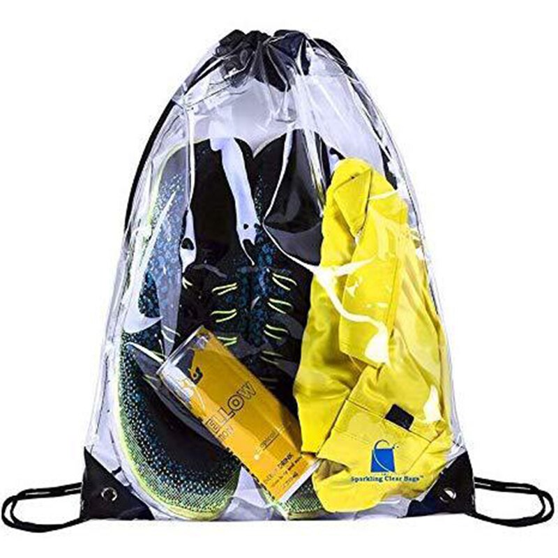 Transparent PVC Drawstring Waterproof Stadium Bag Gym Sport Pack Fruit Storage Tote Unisex Large Capacity Lightweight Backpack