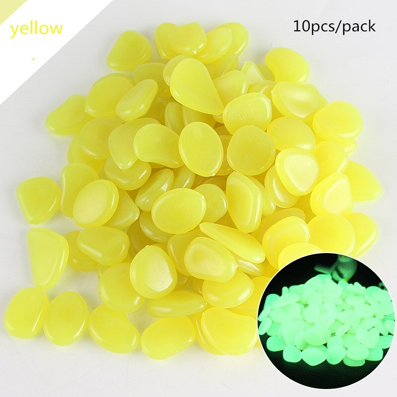 10Pcs/Packnew Lichtgevende Stenen Diy Tuin Park Road Aquarium Vaas Decaration Kids Glow In Dark Speelgoed Voor party Decoraties Steen: yellow