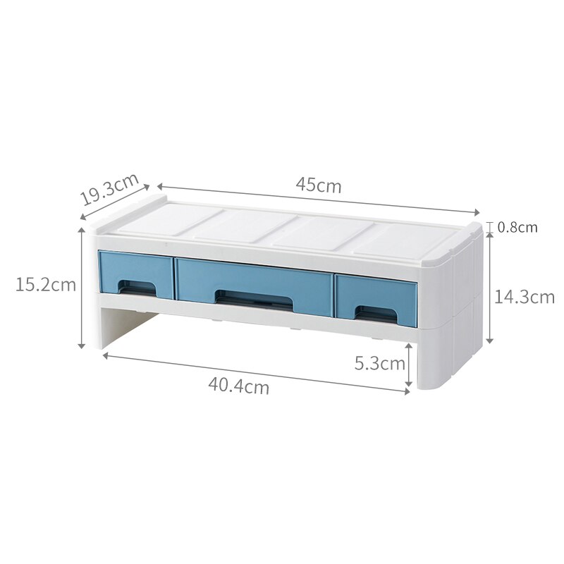 BNBS Desktop Drawer Organizer Storage Cabinet Plastic Chest Of Drawers Cabinet Organiser Computer Keyboard Storage Box: S-3 grid-Blue