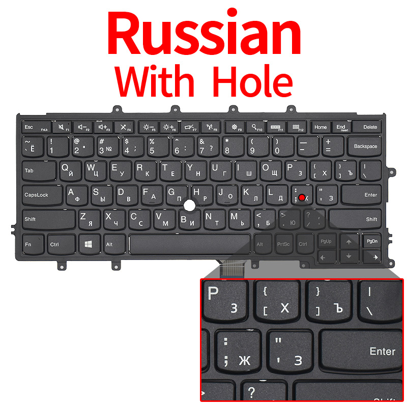 Clavier d'ordinateur portable russe américain pour Lenovo IBM ThinkPad X230S X240 X240S X250 X250S X260 X270 04X0213 04X0177 04Y0914 avec rétro-éclairage: orange