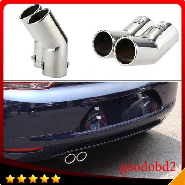 Car Dual Pipes Stainless Steel Exhaust Tail Pipes Muffler Tips for VW Golf 4 Bora Jetta Car Tail Pipes Replacement