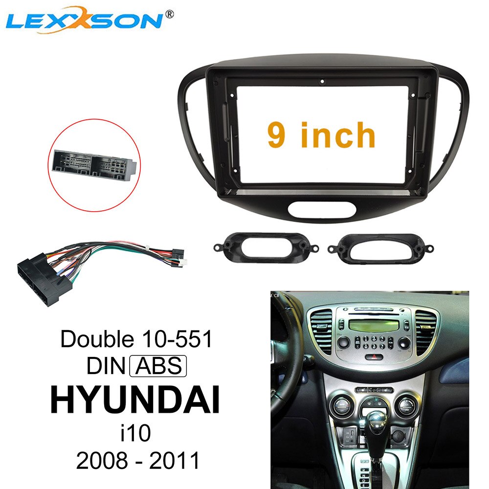 9 Inch Car Fascia For HYUNDAI I10 Adaptor Panel In-dash Mount Installation Dashboard One / Double Din Car Dvd Frame: frame and cable