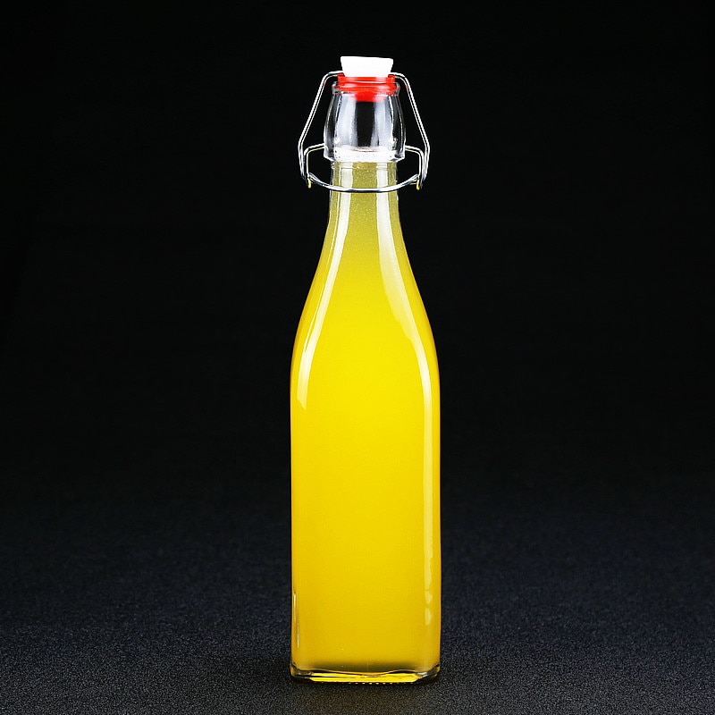 500ML Glass Drink Bottle Juice Bottle with Snap Attached Cap Great for Lemonade, Juice, Home Beer Brewing or Any Beverage