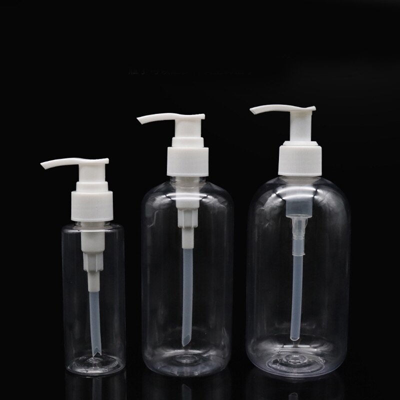 Clear Plastic Thickened Bottles with Pumps Dispensers Refillable Liquid Soap Transparent Round Bottles THIN889