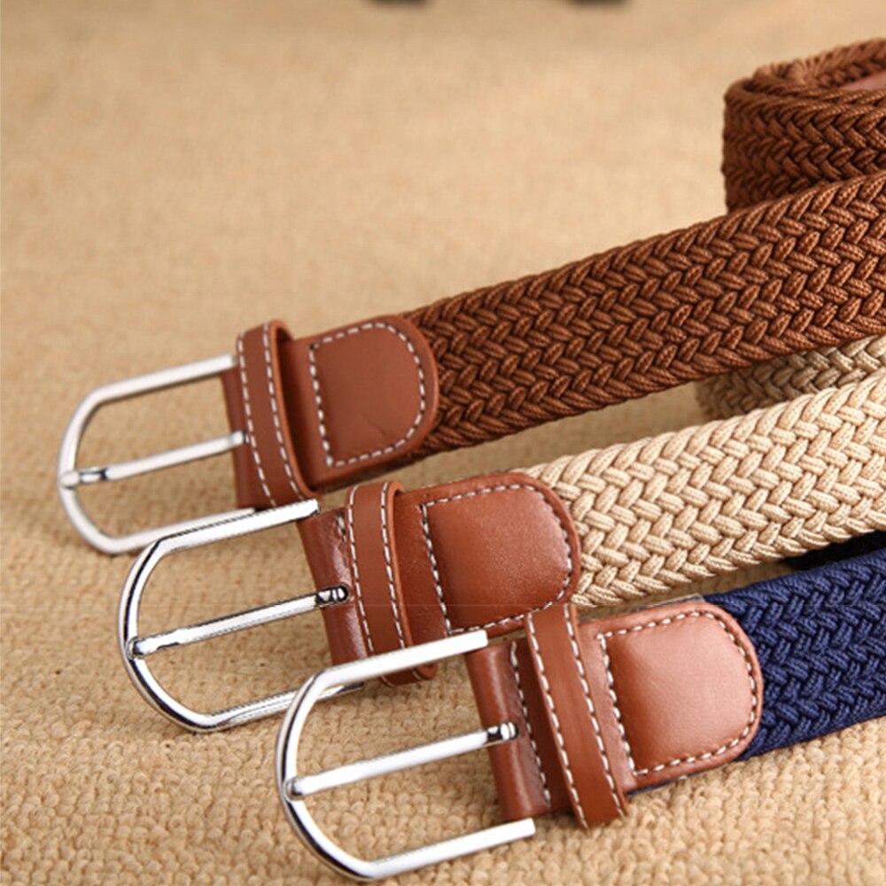 Cinturones de lona elástica para mujer, de , a la , hebilla de punto, cinturón ajustable, cinturones de lona para vaqueros, novedad de