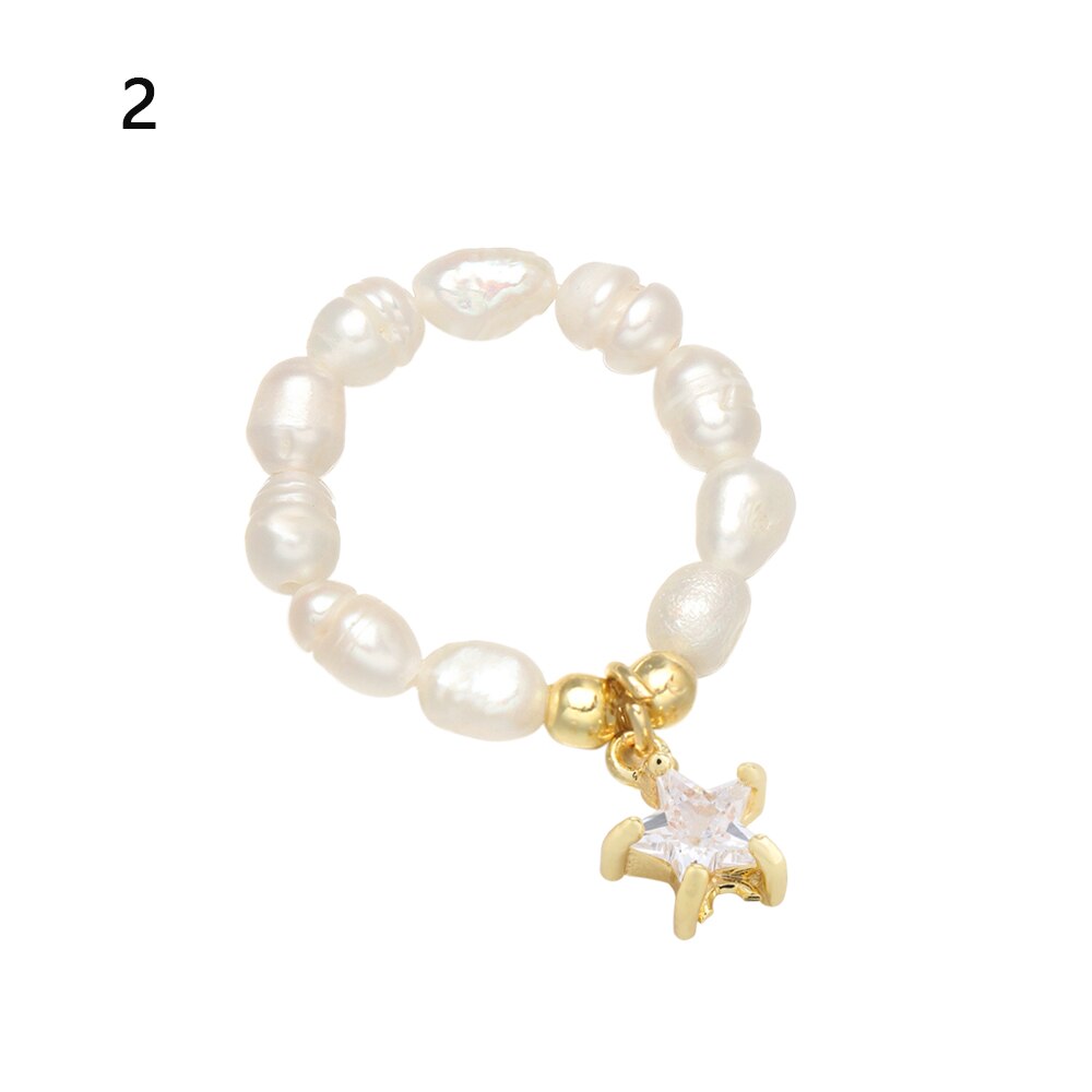 1Pc Natürliche Süßwasser Perle Finger Ring Minimalistischen Party Schmuck Kreis minimalistisch Party Quaste Ring Neue: 2