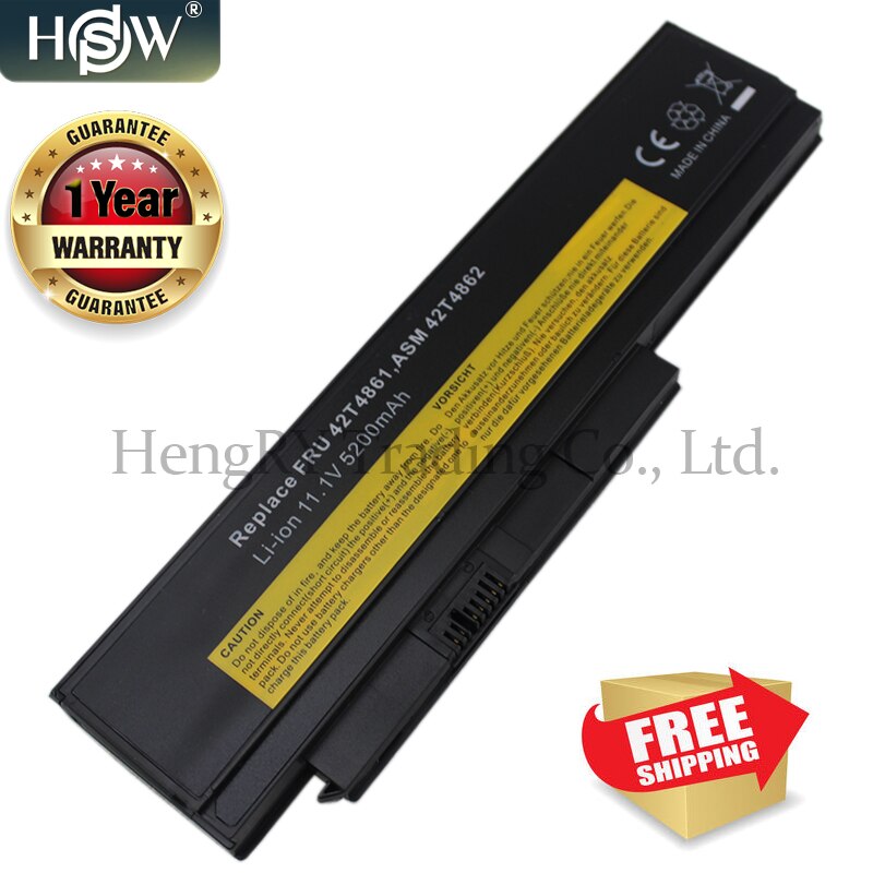 HSW 5200mAh 6 Cells laptop battery for LENOVO ThinkPad X220 X220i 42T4901 42T4940 42T4942 ASM 42T4862 FRU 42T4861