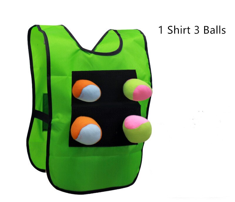 1 squadra Giochi Shirt con 3 Sfera Appiccicosa Giochi All'aperto Per Bambini Genitori Giocattoli di Sport Per I Bambini Dodge Sport con la Palla Giocattolo la cooperazione Gioco: Kids Widen Green