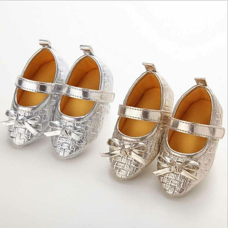 Børn baby spædbørn piger sko afslappet læder pu bryllup højhælet fest solid sliver guld småbørn pre-walker sko
