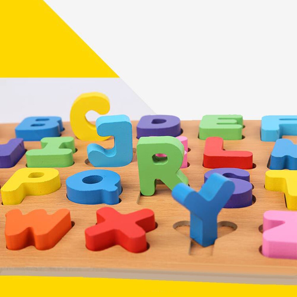 ABC Puzzle Digital Wooden Toys Early Learning Jigsaw Letter Alphabet Number Puzzle Preschool Educational Baby Toys for Children